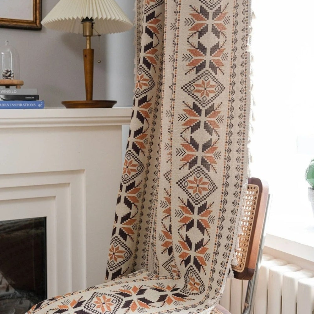 Bohemian Geometric Semi-Blackout Curtain