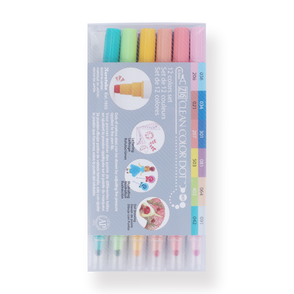 Kuretake ZIG Clean Color Dot Double-Sided Marker - 12 Color Set - Stationery Pal
