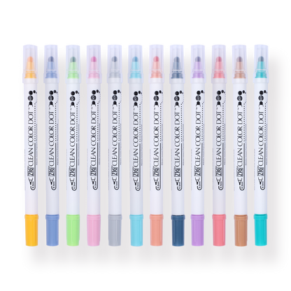 Kuretake ZIG Clean Color Dot Double-Sided Marker - 12 Color Set - Stationery Pal