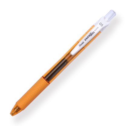 Pentel EnerGel-X Gel Pen - Needle-Point - 0.5 mm - Black (Orange Body) - Stationery Pal